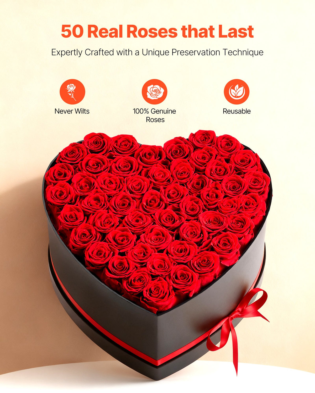 Forever Roses Ideas Forever Flowers, 50 Preserved Roses In A Heart Shape Box, Eternal Flow ...