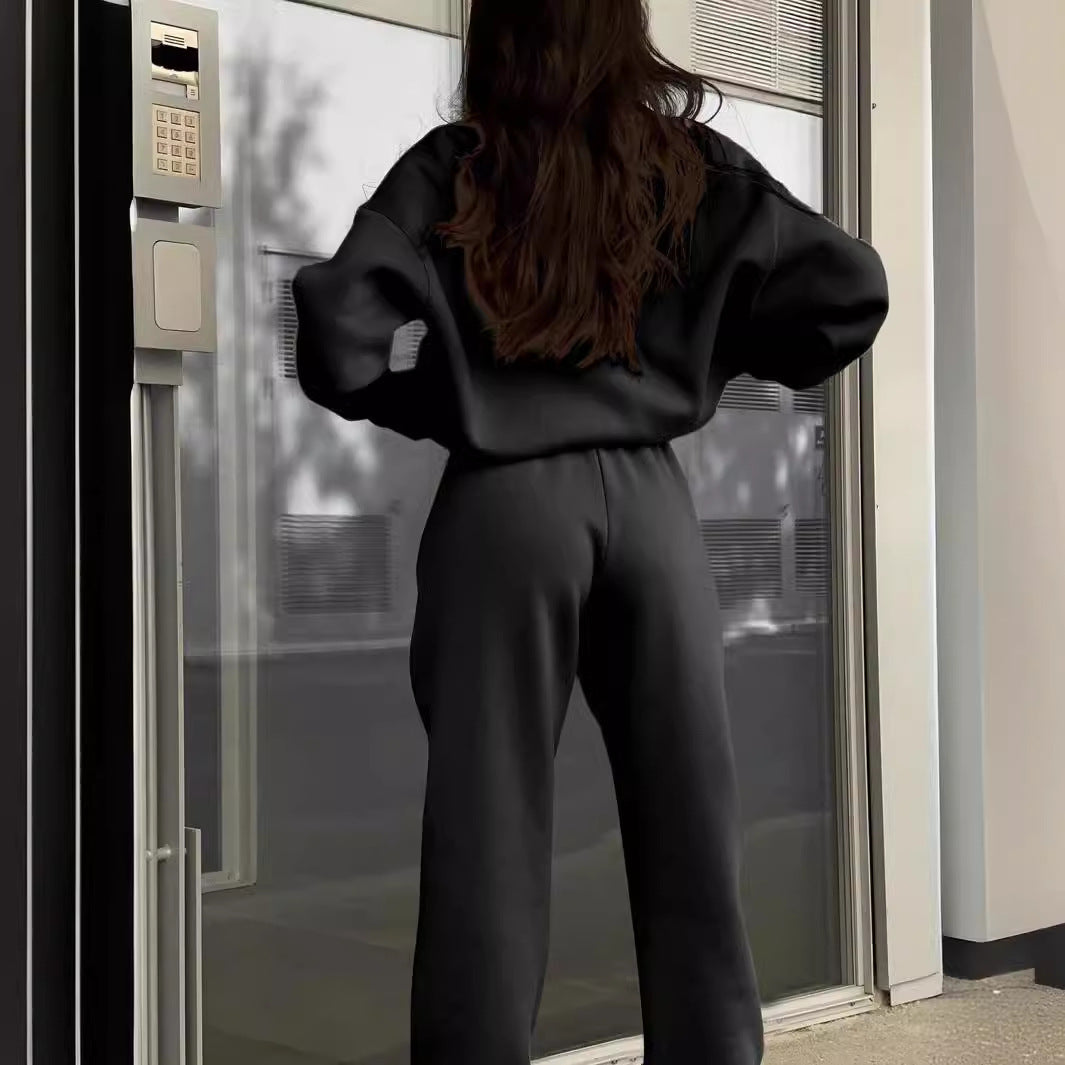Long-sleeved Sports Sweatshirt with Stand-up Collar Zip-up Top And Elastic Band Trousers