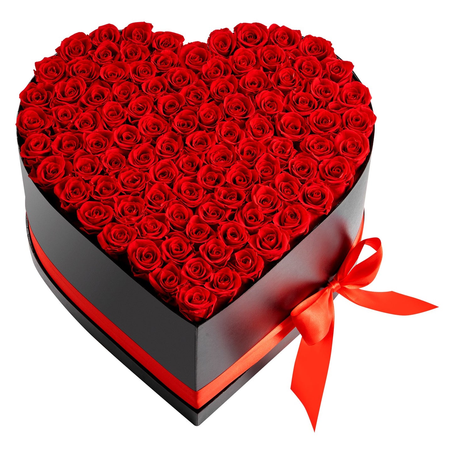 Forever Flowers, 100 Preserved Roses In A Heart Shape Box, Eternal Flowers Immortal Red Bouquet